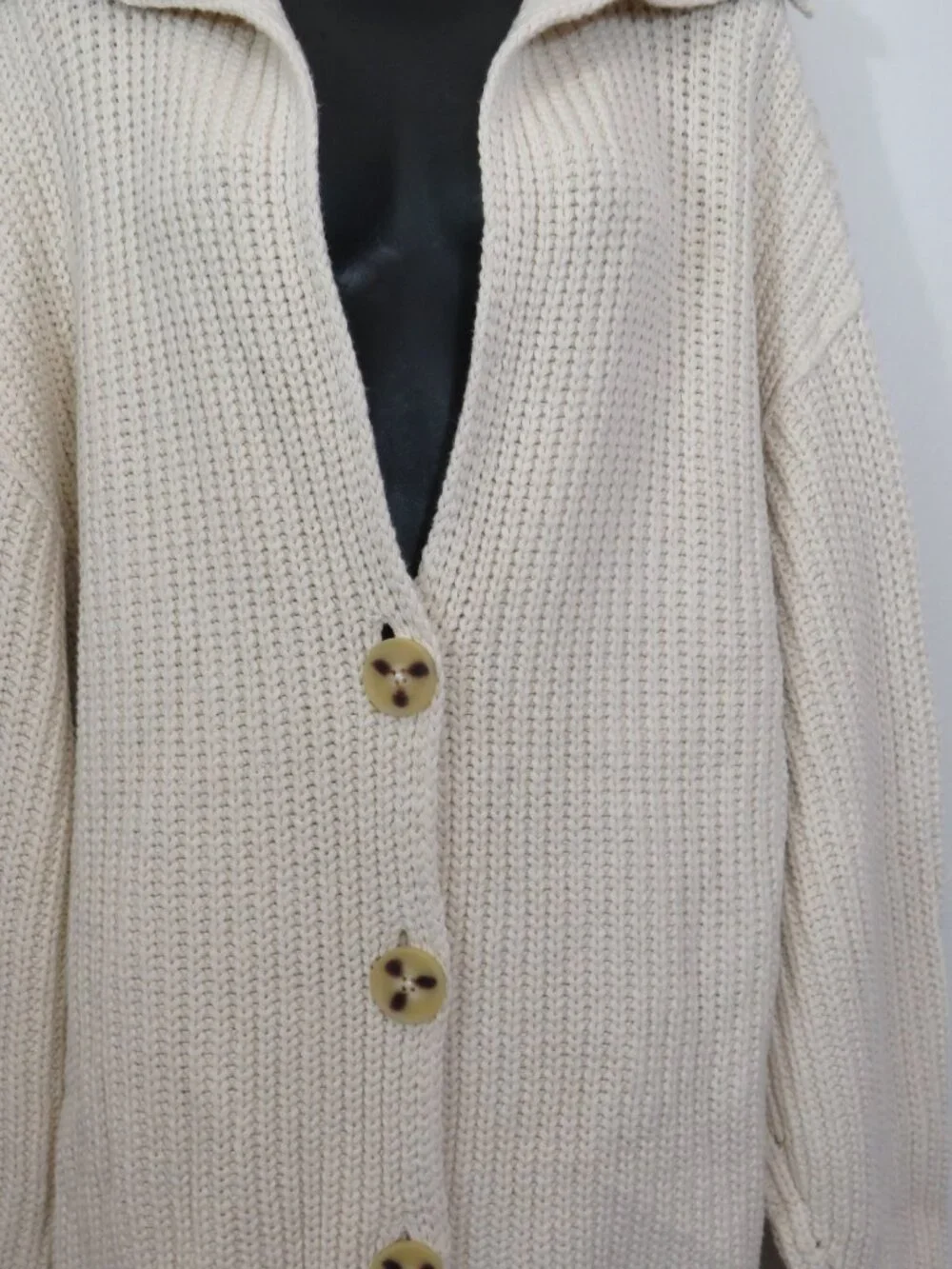 Free People size Small Swim Too Deep Oversized Knit Cardigan Sweater Ivory NEW